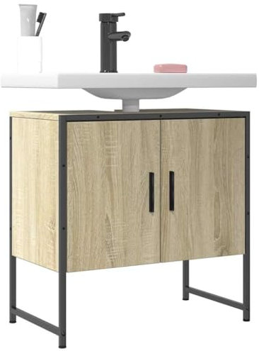 Myheimly Waschbeckenunterschrank,Waschbeckenschrank mit viel Stauraum,Unterschrank für Waschbecken Waschtisch,Badschrank Badezimmerschrank Badmöbel,Sonoma Eiche,60 cm