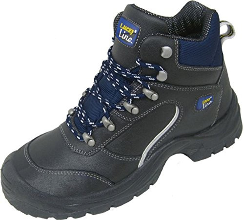 Schnürstiefel S3 / Sicherheitsschuh S3 Zittauin Sportschuhoptik, Glattleder, Stahlkappe, rutschfeste PUR Laufsohle, Größe 42 EU, Farbe Schwarz/Blau