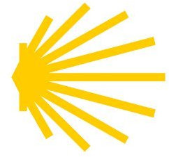 Aufkleber Jakobsmuschel transparent-gelb