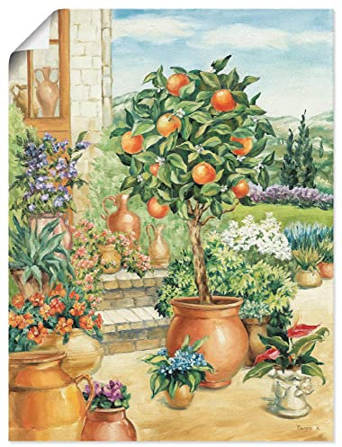 ARTLAND Wanddeko Poster & Kunstdrucke Wandposter 60 x 80 cm Landschaften Garten Malerei Grün Orangenbaum A6YA