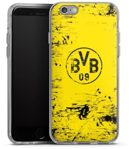 Silikon Hülle kompatibel mit Apple iPhone 6s Case transparent Handyhülle Borussia Dortmund Offizielles Lizenzprodukt BVB
