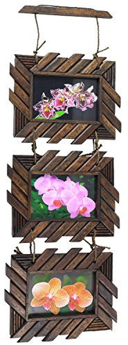 Oriental Galerie Bilderrahmen Fotorahmen Collage 3er Kette Holz 10x15 Rahmen Bilderrahmen-Kette rustikal Landhausstil Inkl. Südostasien Bildband als PDF Datei, Design:Nr. 9
