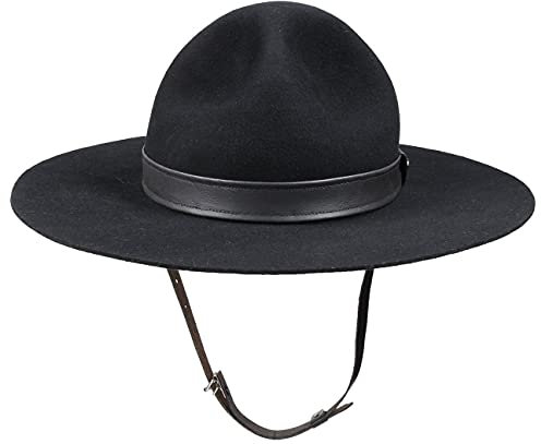 LIERYS Pfadfinder Kanada Filzhut - Unifarben mit Ledergarniturband - Made in Canada - Herrenhut für alle Jahreszeiten schwarz 64 cm