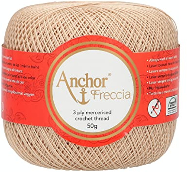Anchor Freccia Stärke 20 4771020-00286 beige Häkelgarn, 100 % Baumwolle