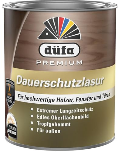 düfa Premium Dauerschutzlasur 750 ml Lasur Holz-Schutzlasur │ Extremer UV-Schutz │ Langzeit-Allwetterschutz (Dunkelbraun (Palisander))