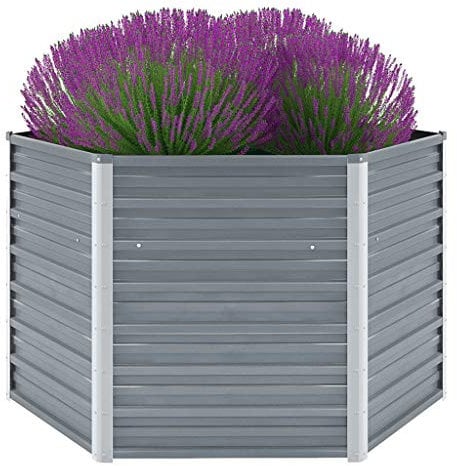 vidaXL Hochbeet Verzinkter Stahl 129x129x77cm Grau Gartenbeet Frühbeet Garten
