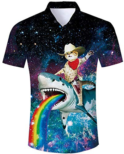 ALISISTER Hawaiihemd Herren 3D Drucken Lässig Button Down Strandurlaub Hemd Aloha Kurzarm Hawaii Hemd M-XXL
