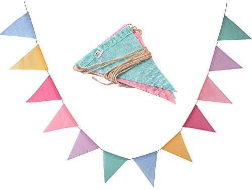 SERWOO 2 Stück Wimpelkette Wimpel Banner Wimpel Girlande draußen Outdoor Dekoration für Hochzeit Party Weihnachten Geburtstagsfeier (4.2M 12Pcs Wimpel/Jede Girlande)