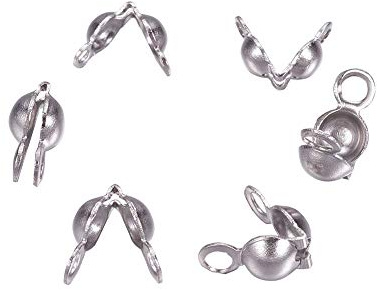UNICRAFTALE 500 piezas de Acero Inox con Abrazadera Abierta Puntas de Cuentas Extremo Del Cable Cubiertas de Nudos Terminadores de Extremos de Cuentas Tapa de Engarzado Plegable para Hacer Joyas