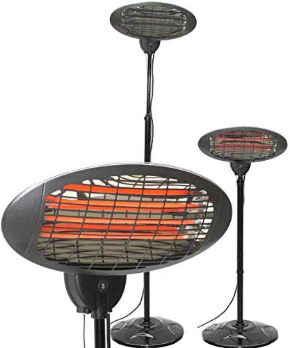 Heizstrahler 2000W Wärmestrahler Infrarot Wickeltisch Heizstrahler mit Standfuß Wickeltisch Wärmestrahler AWZ mit Splitterschutz Kipp-Abschaltung, 2in1 Wand-Standmontage, Quarzstrahler AWZ