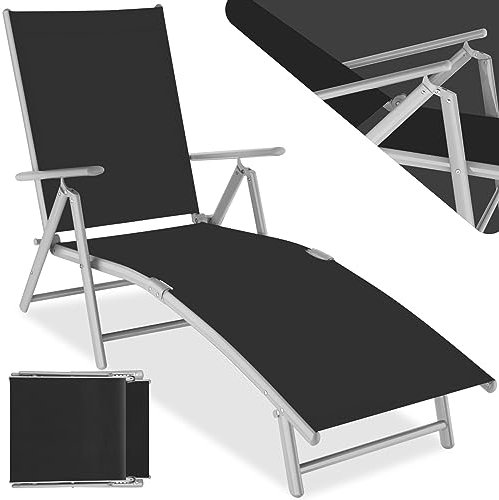 TecTake® Tumbona Plegable e Impermeable, Tumbona Playa Reclinable en 7 Posiciones, Tumbona Piscina en Aluminio, Tumbonas Jardín Exterior, Carga Máx. 120 kg, Ligera y de Fácil Montaje - Gris Plata