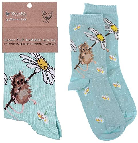Wrendale – Chaussettes Designs à motif (bleu ciel motif souris - « Mouse Oops A Daisy »)
