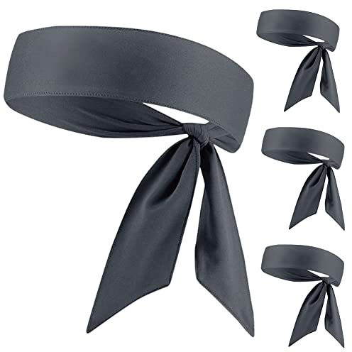 JHYWELL Kopfbinder, weißes Ninja-Bandana, Headwrap, Schweißableitendes athletisches Schweißband, Kopfwickel, Karate-Stirnband, Haarband für Männer, Frauen, für Tennis, Workout (2 schwarz/2 weiß)