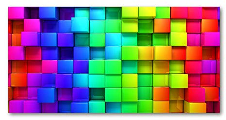 Tulup Splashback - 140x70cm - Backsplash Cooker Hob Wall Kitchen Panels Heat Resistant - Tempered Safety Glass -Colorful boxes