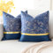 Artscope 2er Set Kissenbezug für Sofa Auto Schlafzimmer Luxuriöser Moderne Minimalist Goldenen Ledernähten Wellenstreifen Dekokissen Kissenhülle Kissen Fall 50x50cm (Navy Blau)