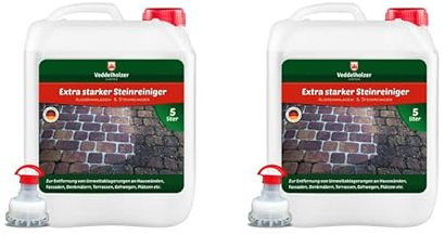 Veddelholzer Außenanlagenreiniger Steinreiniger 2x5 Liter Konzentrat mit Langzeitwirkung Qualität aus Germany Grünbelagentferner Wege Pflastersteine Fugen ohne Glyphosat Unkrautvernichter