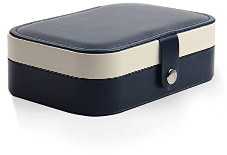 Kitchnexus Kleine Schmuckkästchen Schmuckbox aus PU-Leder, Kleines Tragbar Reisen Schmuckkasten für Mädchen und Damen Geschenk - Marineblau
