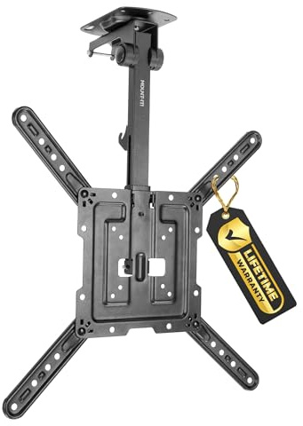 Mount-It! Flip Down TV Mount | Folding Ceiling TV Mount for 23 to 55 Inch | Heavy-Duty Bracket for Roof and Slanted Walls | Universal VESA fits up to 400x400mm, Height Adjustable 44 Lbs Capacity