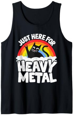 Just Here For Heavy Metal Satan Goth Cat Heavy Metal Rain Tank Top