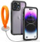 inkolelo for iPhone 14 Pro Max Case Waterproof, Bulit-in Screen Protector with Floating Strap [IP68 Underwater] 360 Full Body Heavy Duty Shockproof Dustproof Phone Case 6.7 Inch, Black
