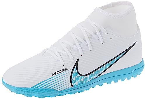 NIKE Men's Mercurial Superfly 9 Club TF Sneaker, White/Baltic Blue-Pink Blast, 9.5 UK
