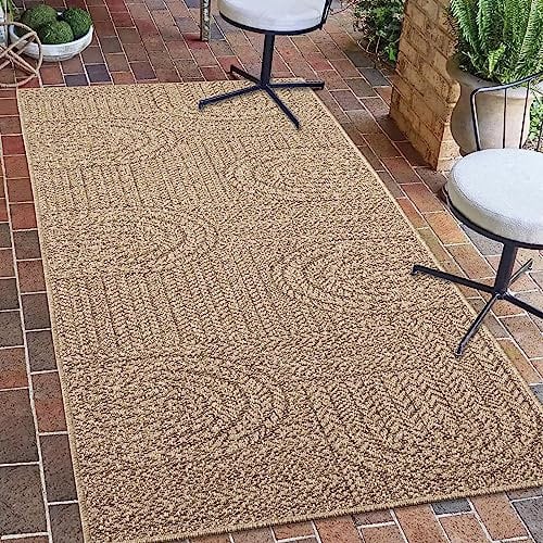 Teppich-Traum In- & Outdoor Teppich schmal 60x180 cm Sisal-Optik natürlich beige braun Garten Terrasse Balkon