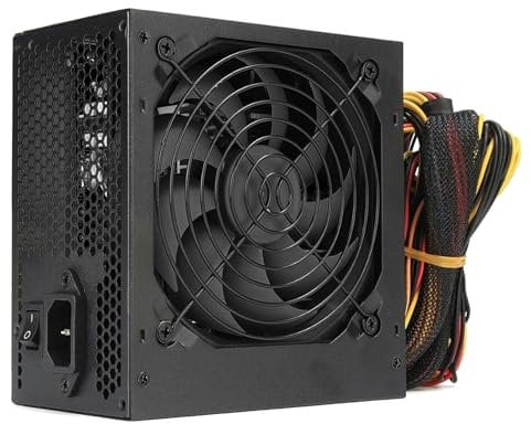 Holdfiturn ATX PC Power Supply 500W with 12cm Silent Cooling Fan Power Supply PSU 3xSATA/6-PIN 12V/26 Pin Ready(20+6)/2x6-PIN Molex/1xFloppy
