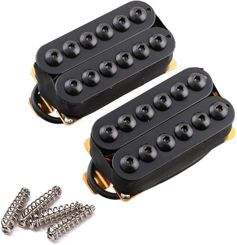 alljita Humbucker-Tonabnehmer für E-Gitarre, verstellbare sechseckige Stangen, Doppelspulen-Tonabnehmer mit starken Keramikmagneten zum Spielen von Punk, Invader-Stil, Halsteg-Tonabnehmer-Set (weiß)