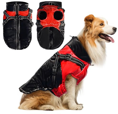 Darryy Hundejacke Winterweste Jacken Hundemantel Hundepullover Haustier Skifahren Kostüm Ärmellose Baumwolle Gepolsterte Weste Mit Brustgurt Gurt (XXL)