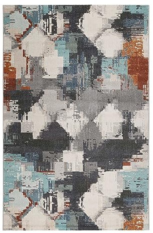 In-& Outdoor Teppich wetterfest und farbecht mit abstraktem Design von Esprit für Balkon, Terrasse, Garten, Küche, Flur, Wohnmobil und Camping – Stash (200 x 290 cm, grau meliert)