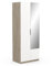 Demeyere 391381 Schrank mit Spiegel und Kleiderschrank 2 Türen 1 Nische modern – Farbe Eiche Kronberg und Weiß matt – 79,4 x 51,1 x 203 cm, Holzwerkstoff, grau