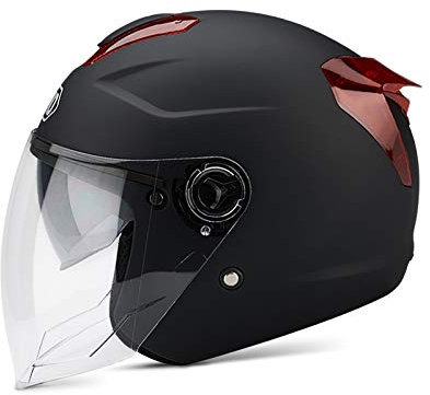 LIONCIANO Casque Adulte avec Double Visière, Boucle Sécurisée en 7 Paragraphes, Coque Abs Combinée à Une Couche Tampon Eps pour Offrir Une Meilleure Protection De Conduite(Noir Mat, 56-60cm)