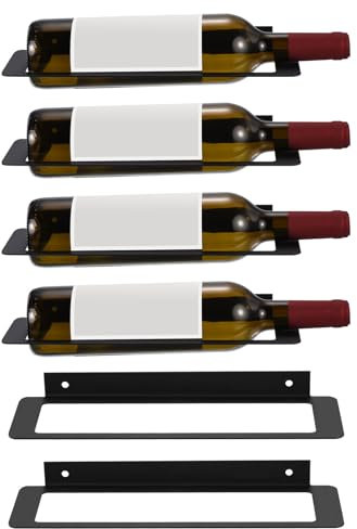 QUARKZMAN 6 Piezas Soporte de Pared para Botellas de Vino, Colgador de Hierro Metálico, Estante de Pared, Decoración de Barra de Casa Negro