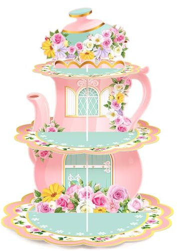 Zopeal 3 Tier Bee Cupcake Stand Party Decorations Sunflower Cupcake Holder Yellow Summer Cake Stand Bee Day Themed Dessert Stand for Kids Baby Shower Birthday Gender Reveal Party Supplies(Floral)