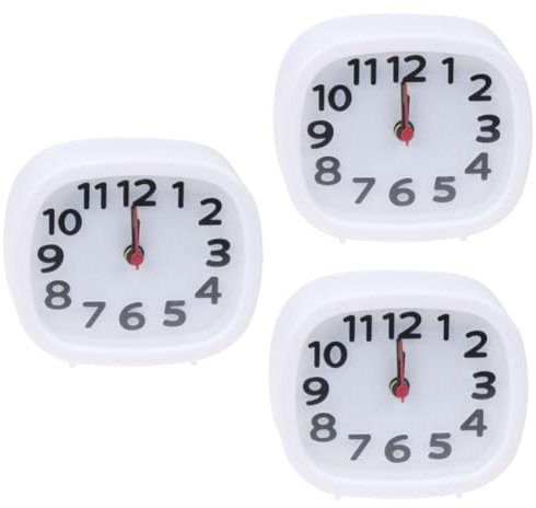 ABOOFAN 3St quadratische Uhr Kinderwecker beleuchtete Zifferblattuhr Ampel für Kinder Wecker für Kinder Paclocken Desktop-Wecker klingeln kleine Lutscher Gürtel Student Weiß