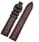 AMSOH Uhrenarmband aus Krokodilleder für jede Marke, 16, 17, 18, 19 mm, mit Faltschließe (Farbe: Braun-Schwarz, Größe: 16 mm)