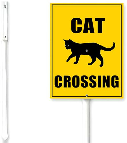 Horienteeon Cartello gatto palo rallentare quartiere cortile fattoria alluminio attenzione 20,3 x 30,5 cm prato erba puntello animali