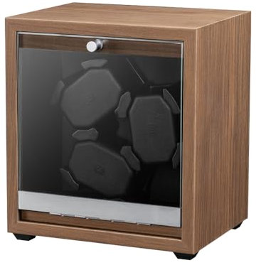 LINGFANSTORE Automatische Uhrenbeweger Box,luxuriöser Uhrenbeweger,Uhrengehäuse mit leisem Mabuchi Motor,Batteriebetrieb oder Netzteil PU Leder (schwarz) (Holzmaserung-167B)