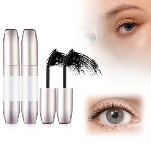 Wimperntusche, 2024 New Wimpernserum, Wasserdicht Mascara, Langanhaltende Wasserfeste Wimperntusche mit 4D-Faser (Schwarz-2PCS, 8g)