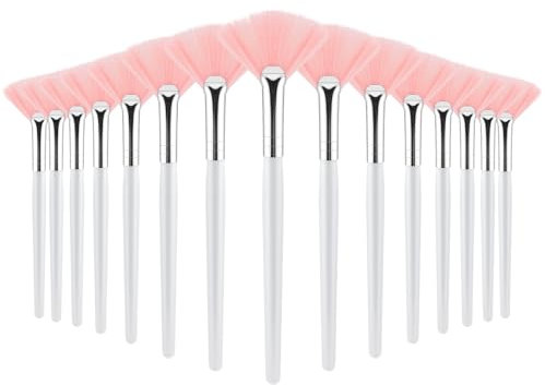 15 Pcs Fan Brushes for Facials Soft Fan Brushes Fluffy Fan Paint Brushes Facial Acid Applicator Fan Makeup Brush for Women Girls Esthetician Spa Mud Cream Masques Cleansing Tools (Pink)