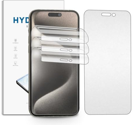 nvskvd Matt Hydrogel Film for iPhone 15 Pro Max, Pack of 3, Anti-Glare TPU Screen Protector, Flexible Screen Protector, Anti-Glare Protection, Anti-Fingerprint