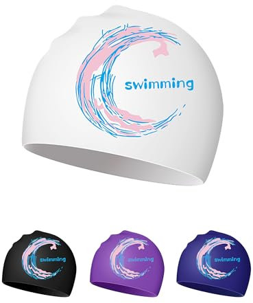 Cuffia da Nuoto - Cuffia da Piscina in Silicone per Donne Uomo Adulti Adolescenti (Bianco)