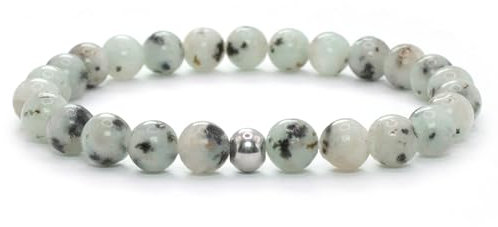 Echtes Lotus Jaspis Edelstein Armband mit 6mm Perlen - verschiedene Längen - Heilstein Schutzstein Talisman Glücksbringer Geschenk (Lotus Jaspis, 20CM)