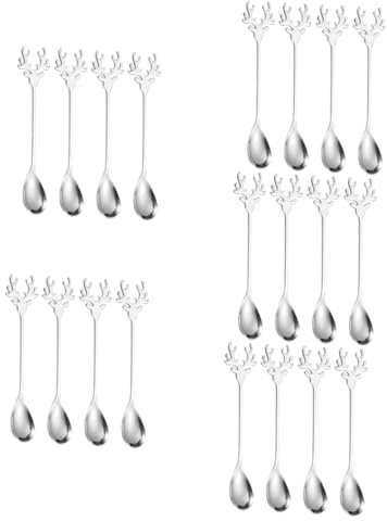 Cabilock 20 Piezas cuchara de alce de dibujos animados cucharadas de cuchara de te el café cucharillas Cucharas de café cuchara agitadora de acero inoxidable cucharaditas