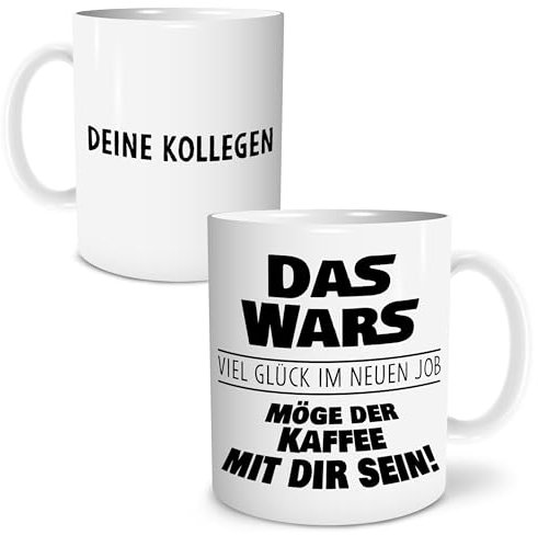 mindmonkeys® Abschied Tasse mit Spruch | Geschenk zum Jobwechsel | Lustige Tassen Lustige | Sprüche Tasse | Geschenk für Kollegen | Möge der Kaffee mit dir sein | Keramik 300 ml