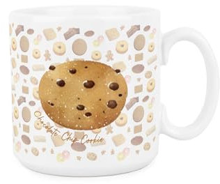 Chocolate Chip Cookie Mug - Novelty Biscuits Foodies Gifts - Tea/Coffee Ceramic White Cup Funny Present
