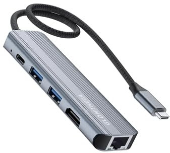 Glomtheia Hub USB C HDMI Ethernet Dock para MacBook Pro/Air, Multipuerto Adaptador Mac con HDMI 4K, USB 3.0, Carga Rápida PD 100W, Ethernet Gigabit