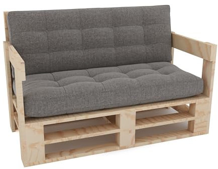 Lermowood Palettenmöbel Mpe Sofa 100 x 60 cm Natur | Europaletten Indoor und Outdoor Lounge Gartenmöbel Holz Gartenmöbel Set Lounge Möbel Terrasse Balkon Loft Stil Paletten