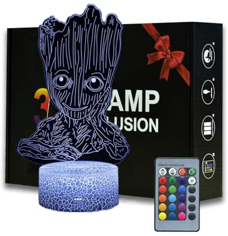 Diagwache Kreative 3D Nachtlicht 16 Farbe wechselnde dimmbare Beleuchtung Lovely Groot LED Lampe Spielzeug für Kinderzimmer Dekoration Atmosphäre Licht
