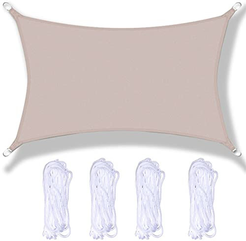 Generico Vela Parasole Impermeabile per Patio, Rettangolare, con 4 Corde, per Giardino/Cortile/Spiaggia/Piscina/terrazza/Balcone, Tenda da Patio